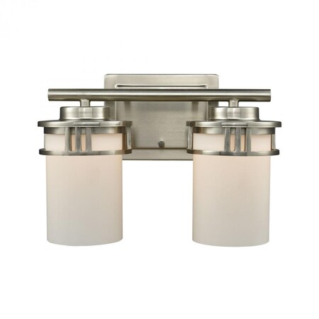 Thomas Ravendale 2-Light for the Bath in Brushed Nickel with Opal White Glass CN578212